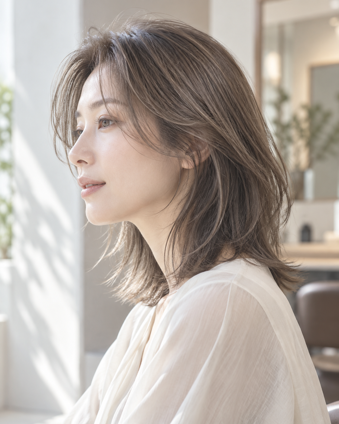 透けるグレージュのボブスタイル